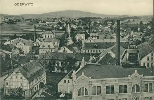 Ansichtskarte Oberoderwitz-Oderwitz Stadt, Straße, Fabrik 1922