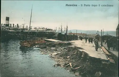 Cartoline Messina Erdbeben von Messina Dampfer 1908