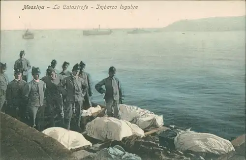 Cartoline Messina Erdbeben von Messina Rettungsschiff 1908