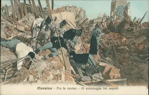 Cartoline Messina Erdbeben - Rettungseinsatz 1908