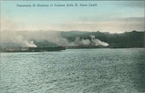 Cartoline Messina Erdbeben von Messina - brennende Stadt 1908