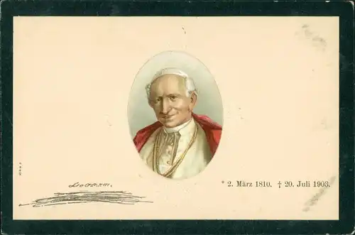 Ansichtskarte  Papst Leo XIII Gedenkkarte 1810 1903 1903 Prägekarte