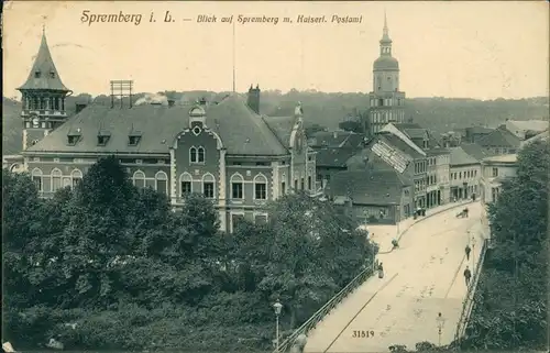 Ansichtskarte Spremberg Grodk Straße am Postamt 1911