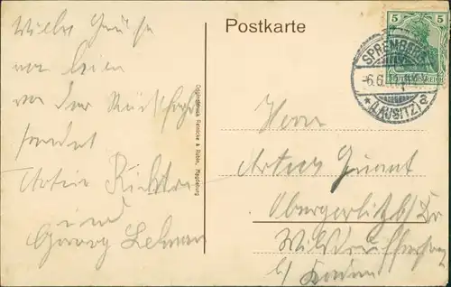 Ansichtskarte Spremberg Grodk Straße am Postamt 1911