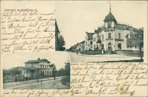 Ansichtskarte Böhla-Priestewitz 2 Bild: Bahnhof U. Straße 1909