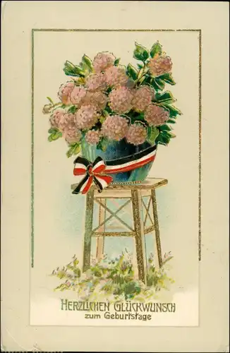 Ansichtskarte  Hg mit Gold Blumen Patriotika Präge AK 1911 Goldrand