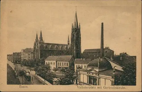 Ansichtskarte Essen (Ruhr) Viehoferplatz - Straßenbahn 1923