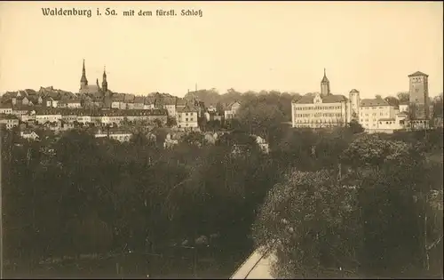 Ansichtskarte Waldenburg (Sachsen) Blick auf die Stadt 1912