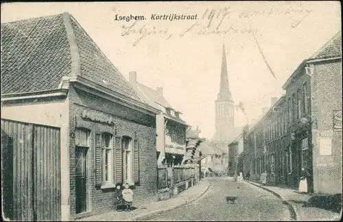 Postkaart Izegem (Iseghem) Yzegem Kortrijkstraat 1912