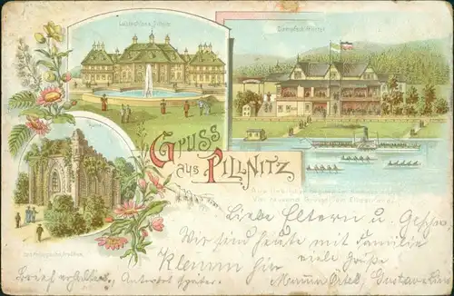 Ansichtskarte Pillnitz Litho AK: Schloss, Dampfschiffhotel 1898