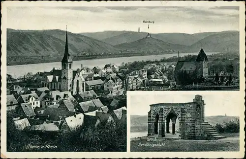 Ansichtskarte Rhens Königsstuhl, Panorama mit Marxburg 1938