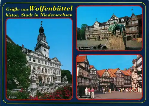 Ansichtskarte Wolfenbüttel Schloss, Stadtmarkt, Krambuden 2000