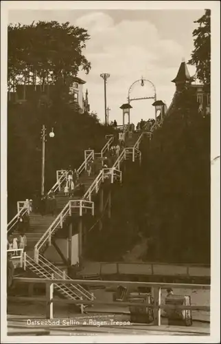 Ansichtskarte Sellin Treppe - Strand - Villen 1929