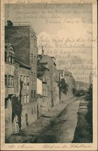 Ansichtskarte Meißen Blick von der Schulbrücke 1919