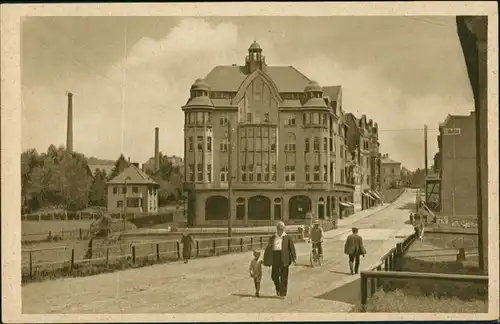Postcard Warnsdorf Varnsdorf Kaufhaus - Straße 1925