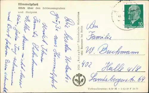Ansichtskarte Himmelpfort-Fürstenberg/Havel Schiffe in der Schleuse 1971