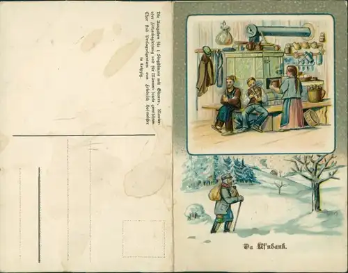 Klappkarte Winter Liedkarten Erzgebirge Anton Günther Da Ufnbank 1911 Gottesgab