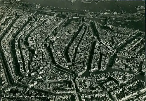 Postkaart Amsterdam Amsterdam Luftbild Centrum aus großer Höhe 1956