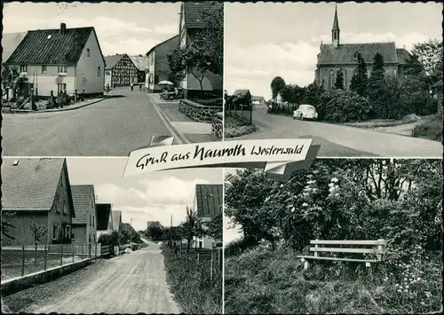 Ansichtskarte Nauroth Westerwald Straßen, Kirche 4 Bild 1969