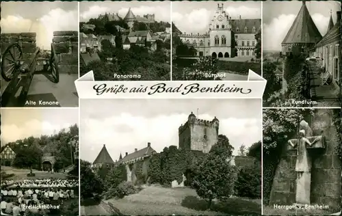 Bad Bentheim Grüße aus.., Alte Kanone, Burghof, Rundturm,   1968