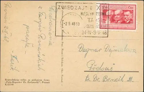 Postcard Poznan - Posen Teatr Wielki/Posener Oper 1948