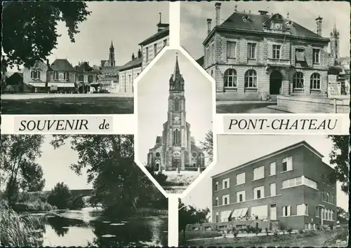 CPA Pontchâteau Souvenir de.. , marché, église, pont 1967