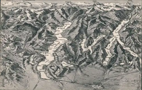 Italien Italia Landkarten Ak - Norditalien Mailand Milano Lago Maggiore 1913