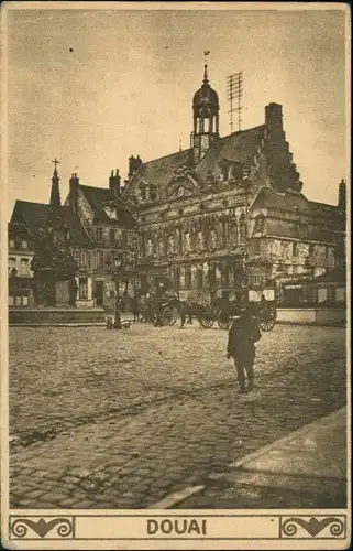 Douai Dowaai  Gebäude, Fuhrwerk, Wirtschaftskomp. 1917  Feldpoststempel