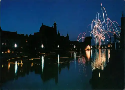 Danzig Gdańsk/Gduńsk Nad Motławą/Bei Nacht, mit Feuerwerk 1980