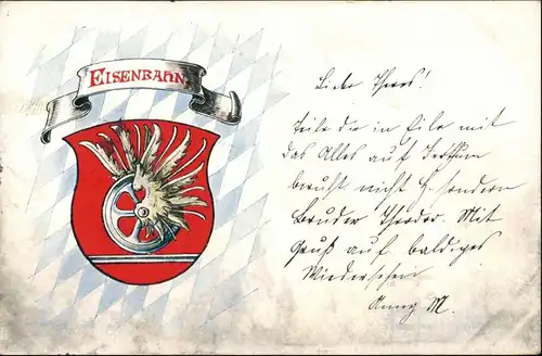 Ansichtskarte  Bayern - Eisenbahn - Heraldik 1902