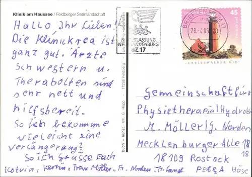 Feldberg: Mehrbildkarte, Klinik am Haussee, Feldberger Seenlandschaft 1996