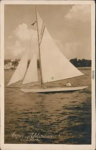 Ansichtskarte  Segelboot: Papir Aktinosa druh Särka 1929
