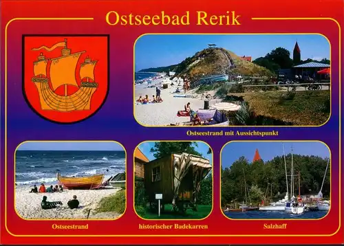 Rerik Ostseestrand, Aussichtspunkt, Salzhaff, historischer Badekarren 1995