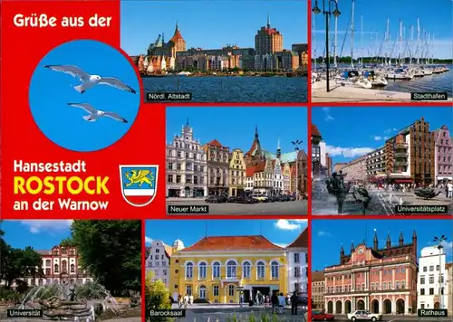 Rostock nördl. Alstadt, Stadthafen, Universität, Barocksaal, Rathaus 2001