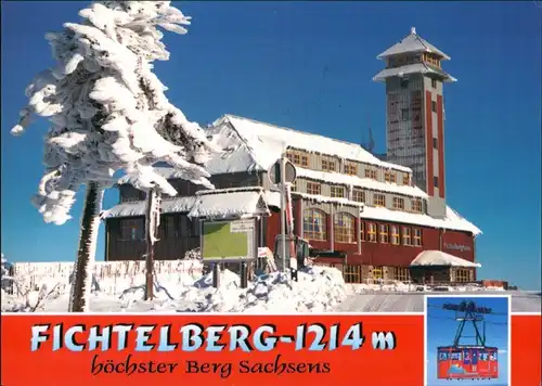 Oberwiesenthal Höchster Berg Sachsens, Winter, verschneites Fichtelberghaus 1999