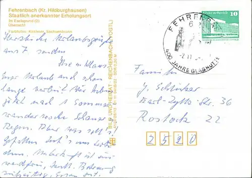 Ansichtskarte Fehrenbach Eselsgrund, Übersicht 1986/1989