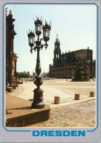 Innere Altstadt-Dresden Theaterplatz mit Laterne Statue Hofkirche 1990