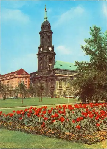 Ansichtskarte Innere Altstadt-Dresden Kreuzkirche, Tulpenfeld 1968