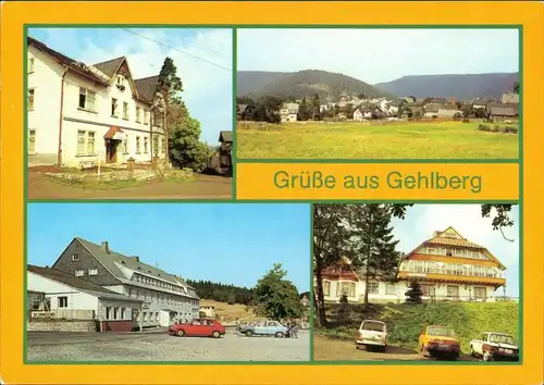 Ansichtskarte Gehlberg DDR Postkarte Mehrbildkarte mit 4 Ortsansichten 1987