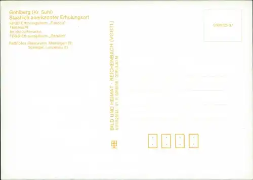 Ansichtskarte Gehlberg DDR Postkarte Mehrbildkarte mit 4 Ortsansichten 1987