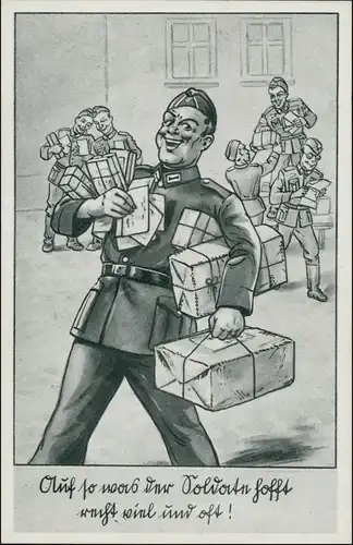 Wehrmacht Soldaten mit Geschenken, Paketen, Feldpost 2. Weltkrieg 1940