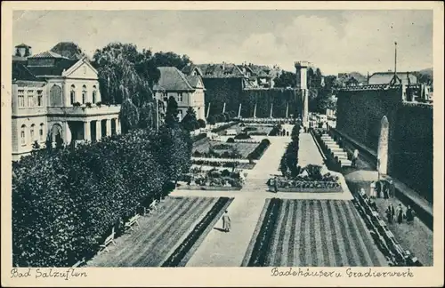 Bad Salzuflen Park, Badehäuser, Gradierwerk, Feldpoststempel an FP-Nr. 06017 1940