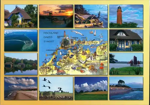 Ansichtskarte Zingst Ostsee, 12 Ortsansichten und Umgebungskarte 1998