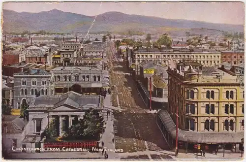 Postcard Christchurch Straßenpartie - Panorama 1913 
