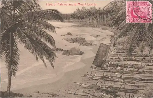 Postcard Colombo Fleet Katamarans at Mount Lavinia 1914 