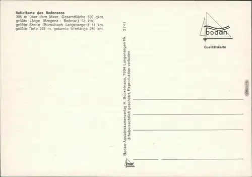 Ansichtskarte  Reliefkarte des Bodensees 1980