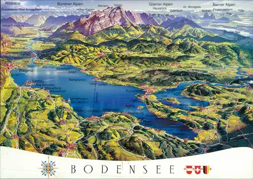 Ansichtskarte  Reliefkarte des Bodensees 1995