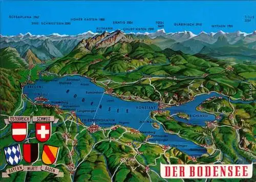 Ansichtskarte  Landkarten-Ansichtskarte: Bodensee 1995