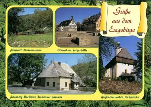 .Sachsen Mehrbild-AK mit Jöhstadt, Olbernhau, Großrückerswalde, Annaberg-Buchholz 1995