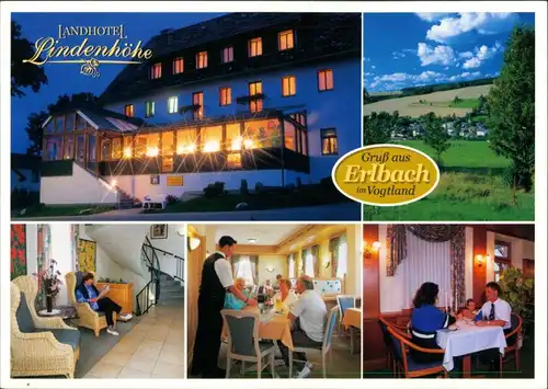 Erlbach (Vogtland) Hotel Landhotel Lindenhöhe, Mehrbildkarte ungelaufen 1995